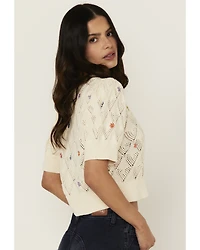Driftwood Women's Floral Embroidered Knit Top