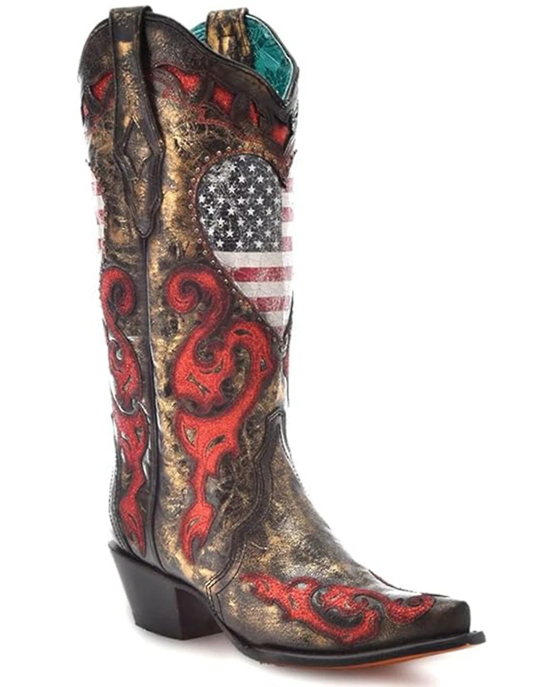Corral Women's Stars And Stripes Embroidered Western Boots - Snip Toe