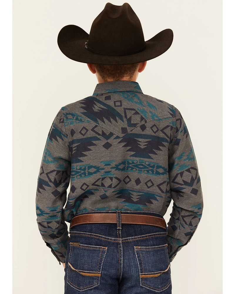Cody James Boys' Julian Southwestern Print Long Sleeve Snap Western Shirt