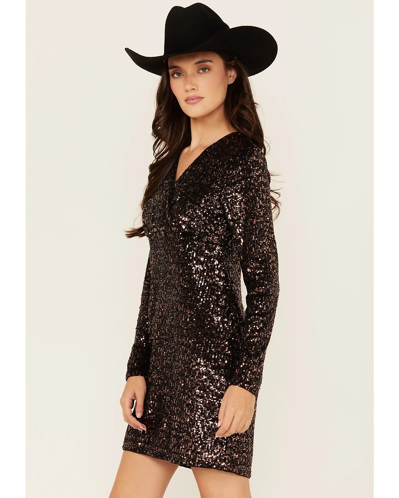 Shyanne Women's Sequins Long Sleeve Mini Dress