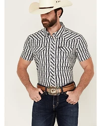 Panhandle Men's Southwestern Print Short Sleeve Snap Stretch Western Shirt