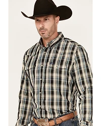 Wrangler Men's Plaid Print Long Sleeve Snap Performance Western Shirt