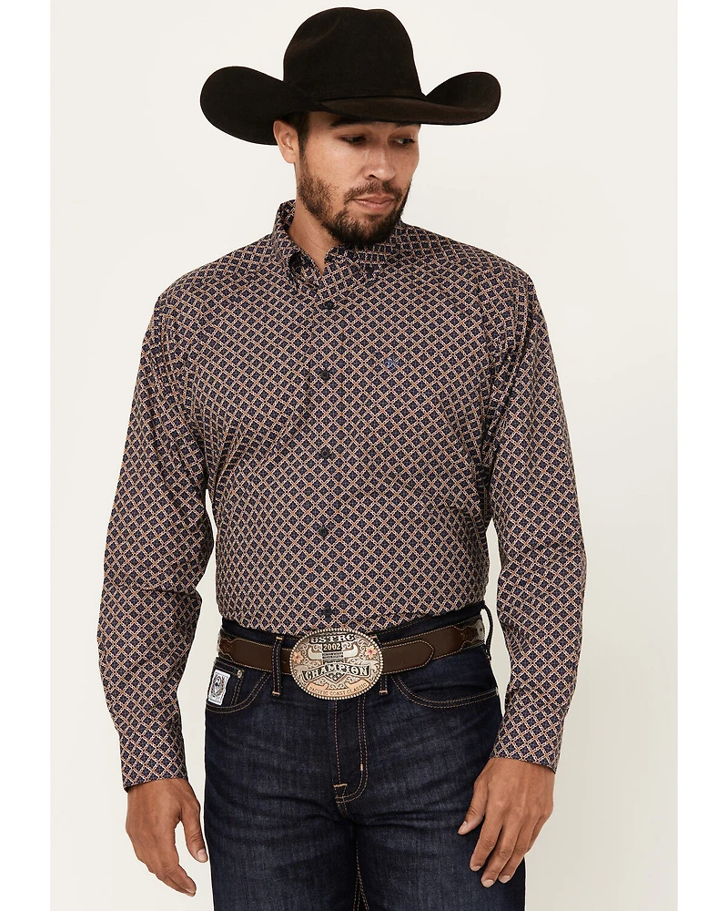 Ariat Men's Crawford Medallion Print Long Sleeve Button-Down Western Shirt - Big