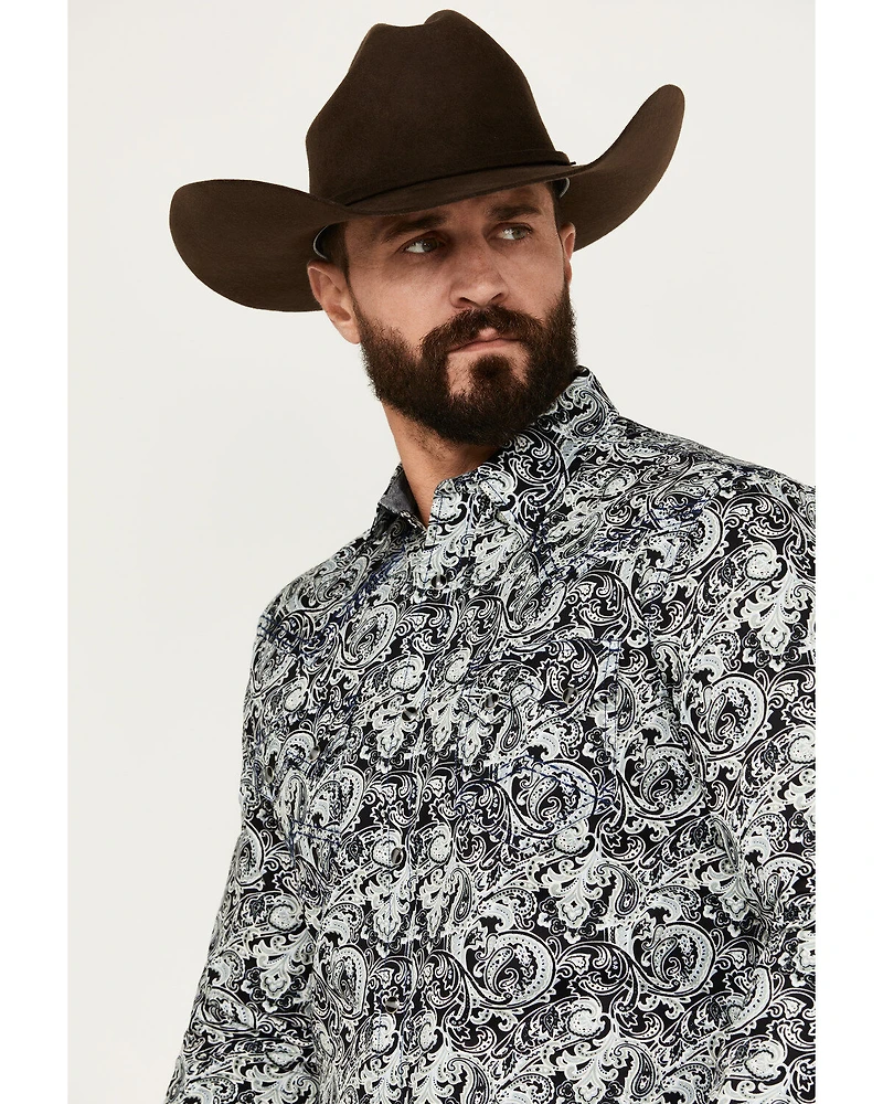Cody James Men's Showdown Paisley Print Long Sleeve Snap Western Shirt