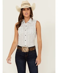 Ariat Women's Billie Jean Floral Striped Sleeveless Button-Down Western Shirt