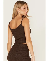 Cleo + Wolf Women's Ribbed Sweater Knit Cropped Tank Top