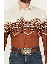 Panhandle Men's Southwestern Border Print Long Sleeve Snap Western Shirt