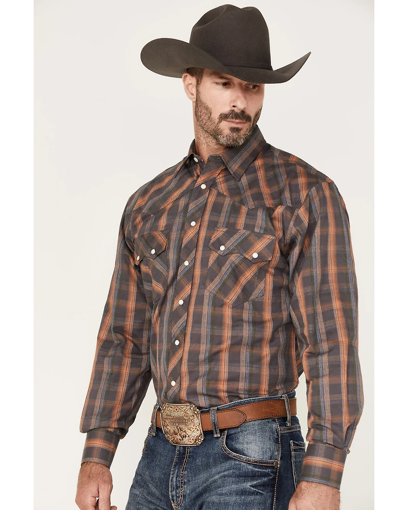 Resistol Men's Reid Plaid Print Long Sleeve Snap Western Shirt