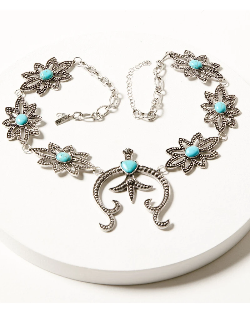 Shyanne Women's Desert Charm Flower Squash Blossom Necklace