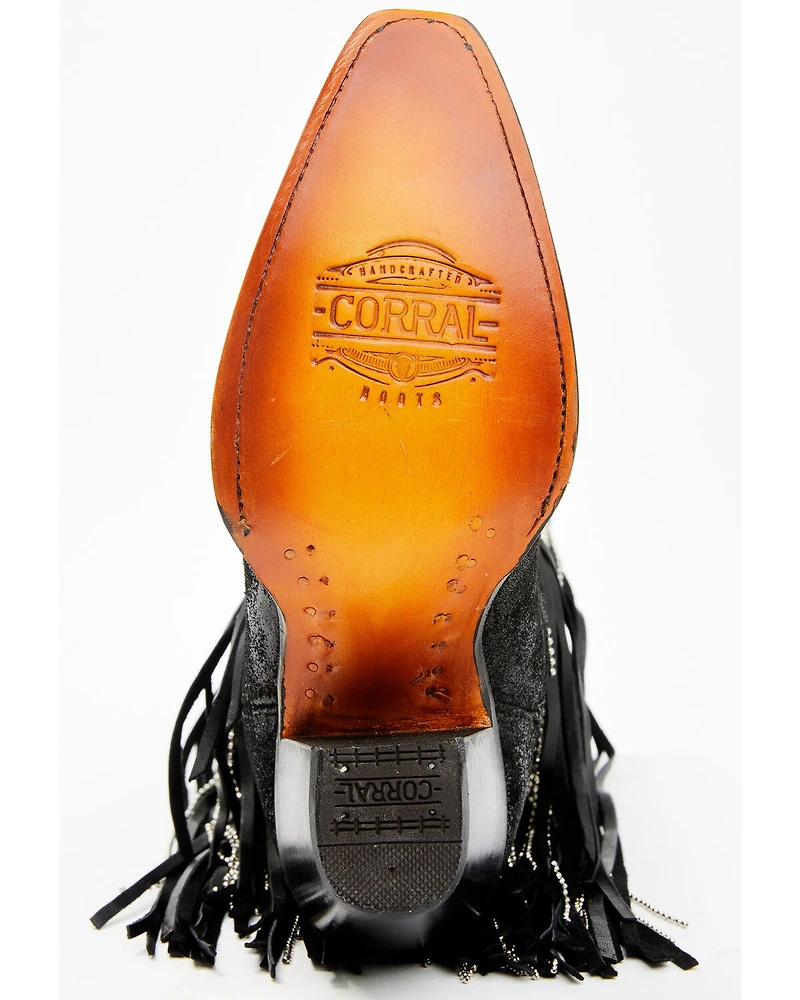 Corral Women's Embroidered and Crystal Eagle Fringe Western Boots - Snip Toe