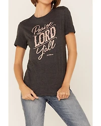 Grace & Truth Women's Charcoal Praise The Lord Ya'll Graphic Short Sleeve Tee