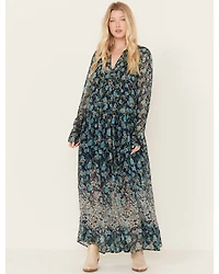 Free People Women's See It Through Floral Long Sleeve Maxi Dress