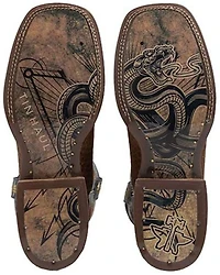 Tin Haul Men's Faux Viper Print Western Boots - Broad Square Toe