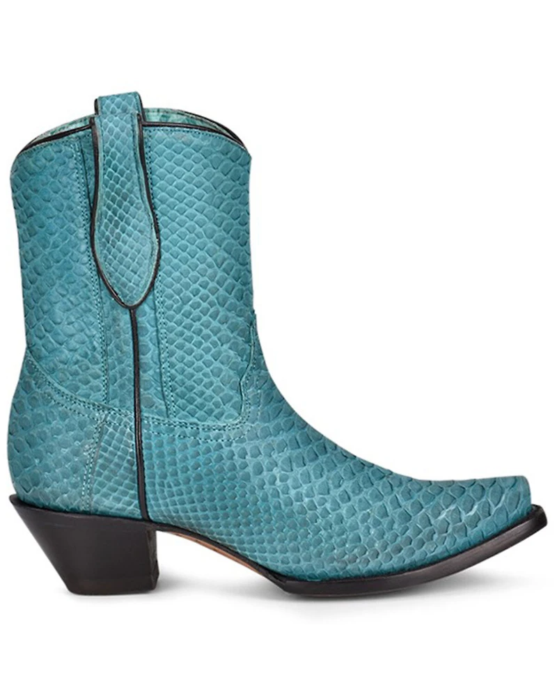 Corral Women's Turquoise Exotic Python Skin Western Boots - Snip Toe