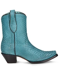 Corral Women's Turquoise Exotic Python Skin Western Boots - Snip Toe