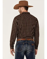 Moonshine Spirit Men's Mahogany Plaid Long Sleeve Snap Western Shirt