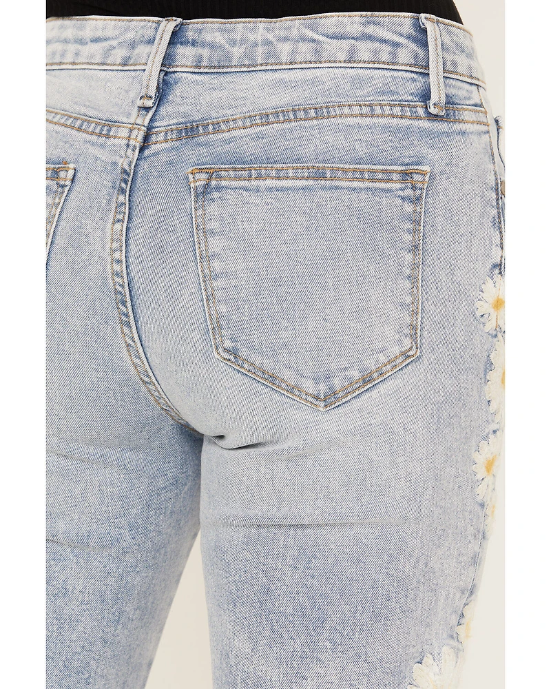 Driftwood Women's Daisy Daydream Light Wash High Rise Straight Cropped Jeans