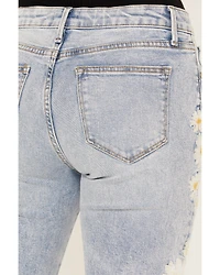 Driftwood Women's Daisy Daydream Light Wash High Rise Straight Cropped Jeans