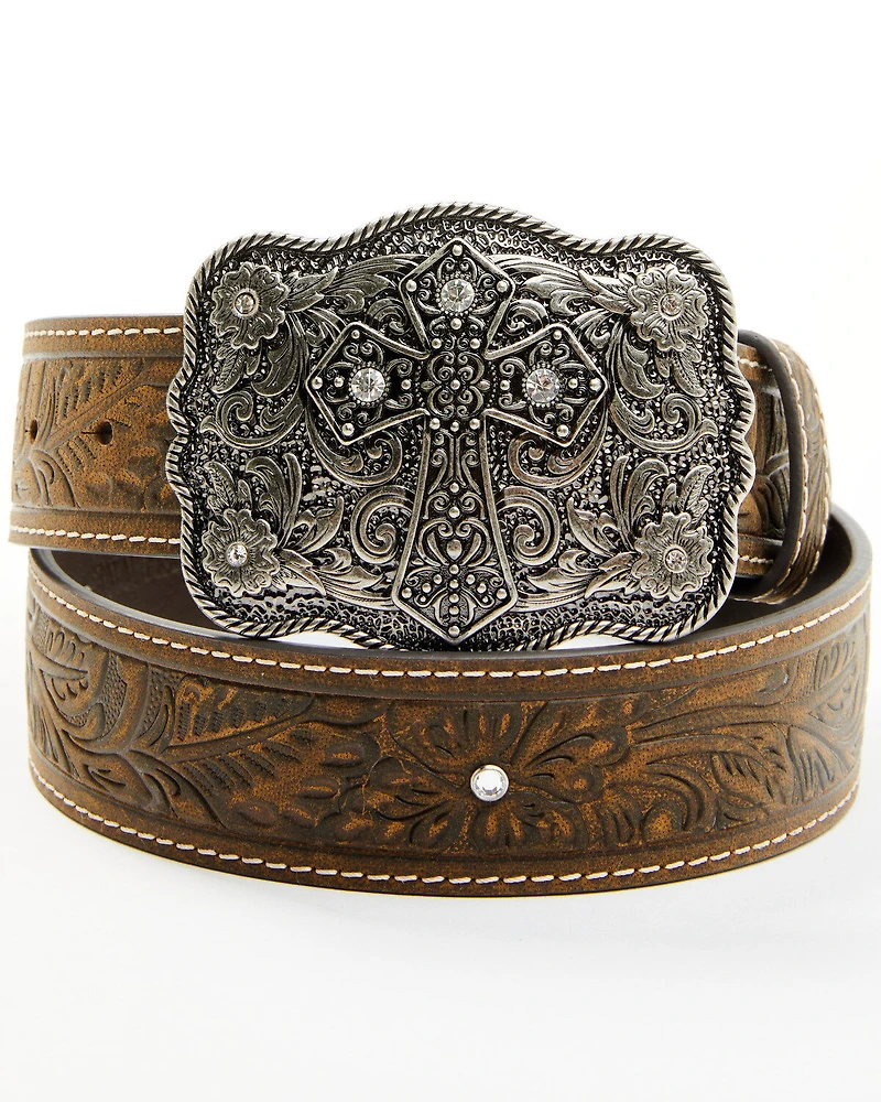 Shyanne Women's Floral Scroll Cross Buckle Belt