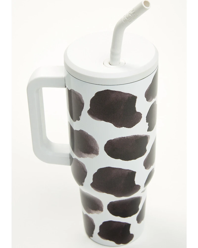 Boot Barn 40oz Cow Print Tumbler with Straw