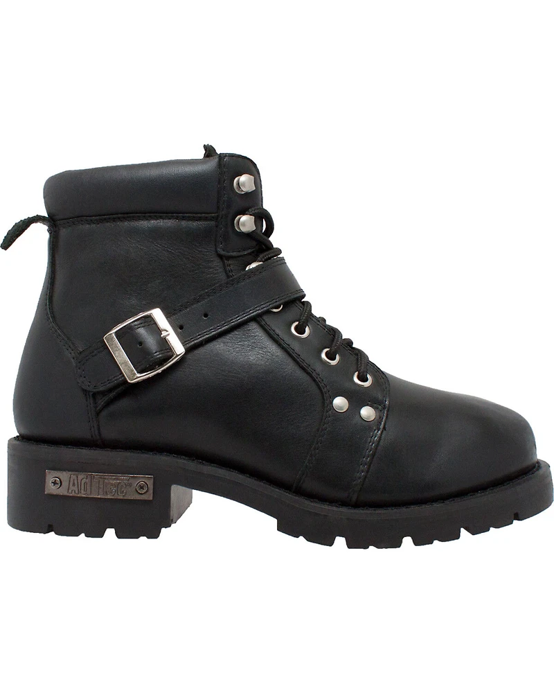 Ad Tec Men's 6" Lace Zipper Biker Boots - Round Toe