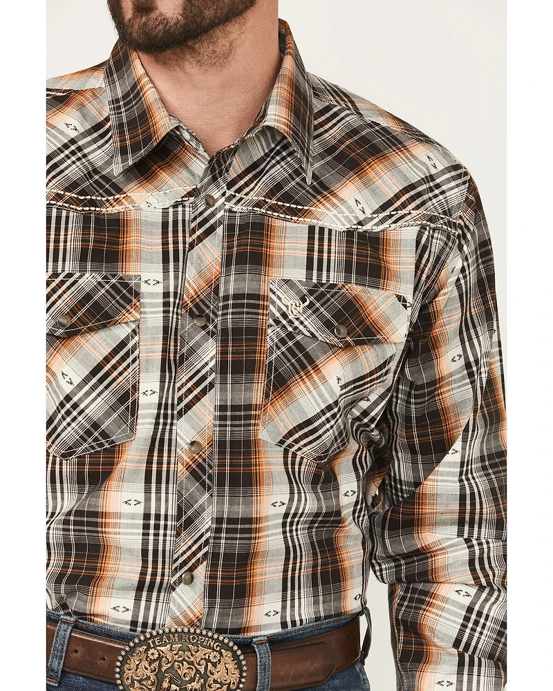 Cowboy Hardware Men's Plaid Print Long Sleeve Snap Stretch Western Shirt