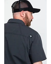 Hawx Men's Charcoal Solid Yarn Dye Two Pocket Short Sleeve Work Shirt - Big