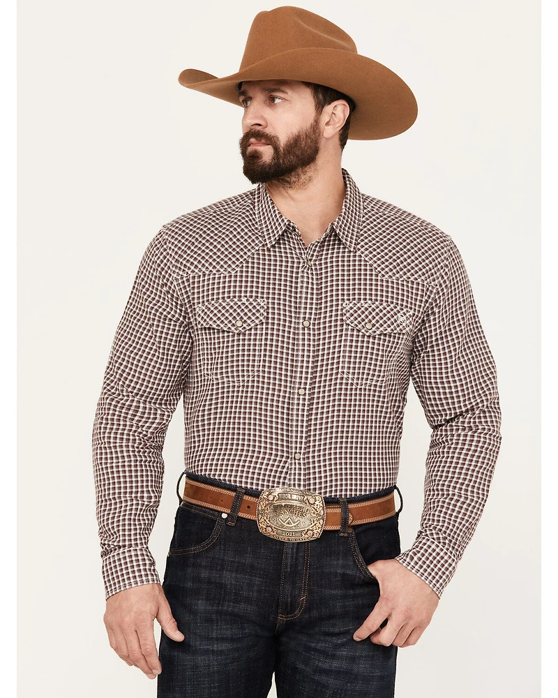 Blue Ranchwear Men's Rawlins Plaid Print Long Sleeve Western Snap Shirt