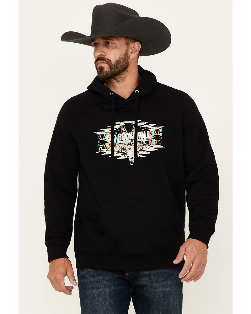 Rock & Roll Denim Men's Southwestern Skull Graphic Hooded Sweatshirt