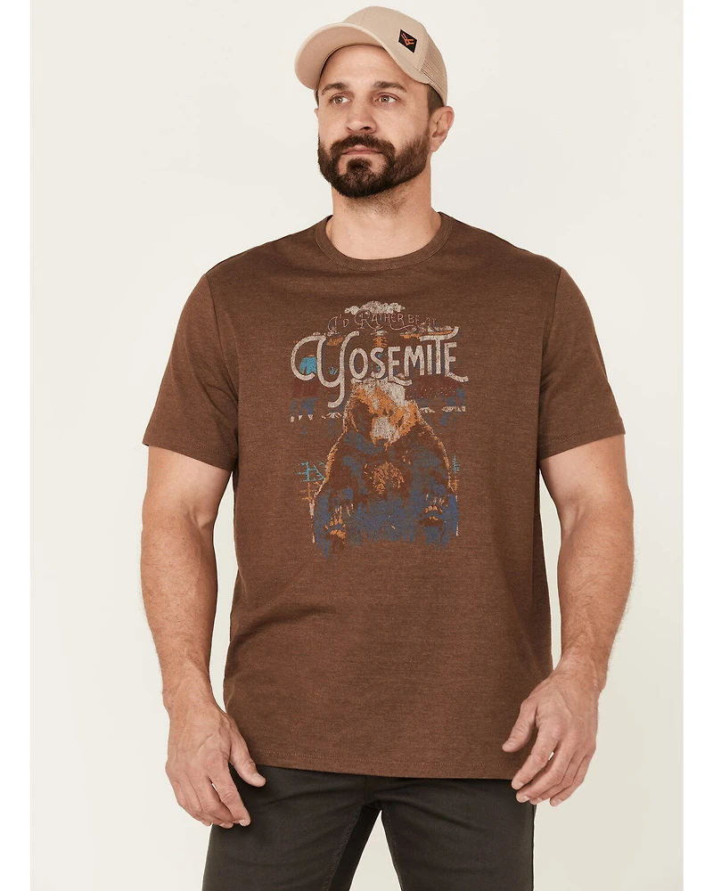 Brothers and Sons Men's Brown Yosemite Bear Graphic Short Sleeve T-Shirt
