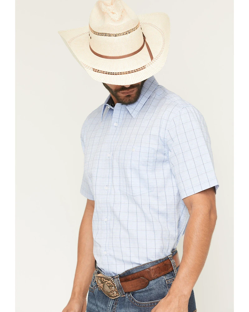 RANK 45® Men's Trailblazer Short Sleeve Button-Down Plaid Stretch Western Shirt