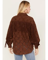 Shyanne Women's Lace Fringe Button-Down Shacket