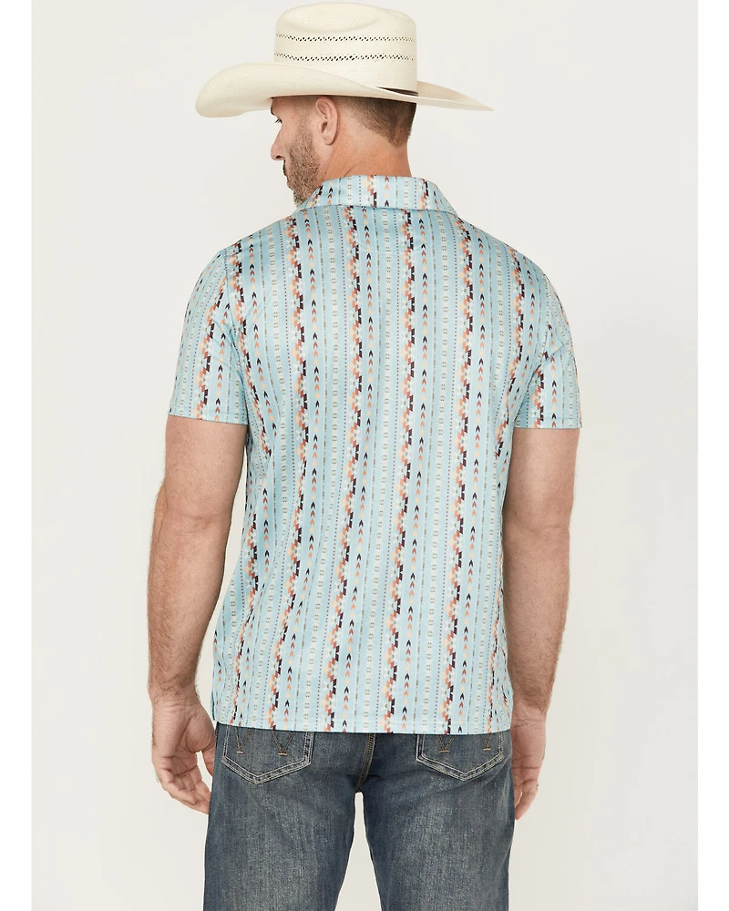 Rock & Roll Denim Men's Southwestern Striped Short Sleeve Stretch Polo