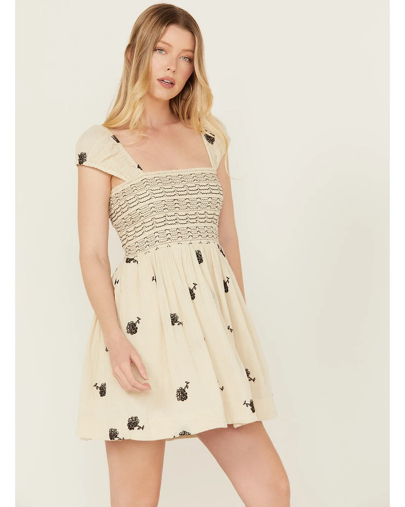 Free People Women's Tory Floral Smocked Mini Dress