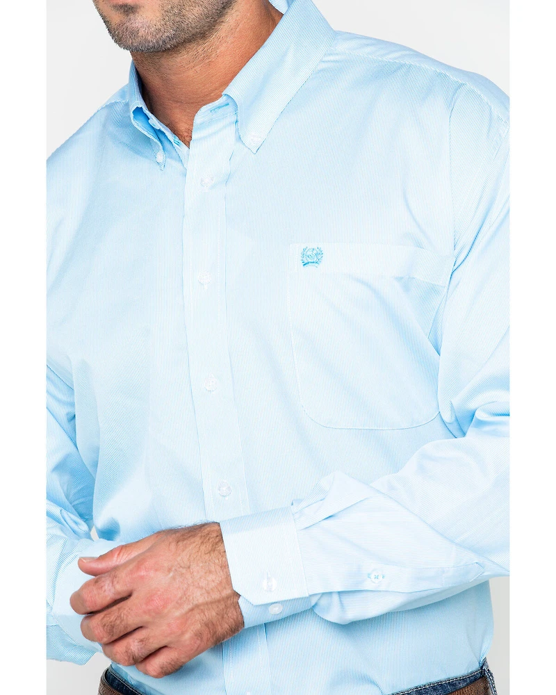 Cinch Men's Tencel Mini Striped Long Sleeve Button-Down Western Shirt