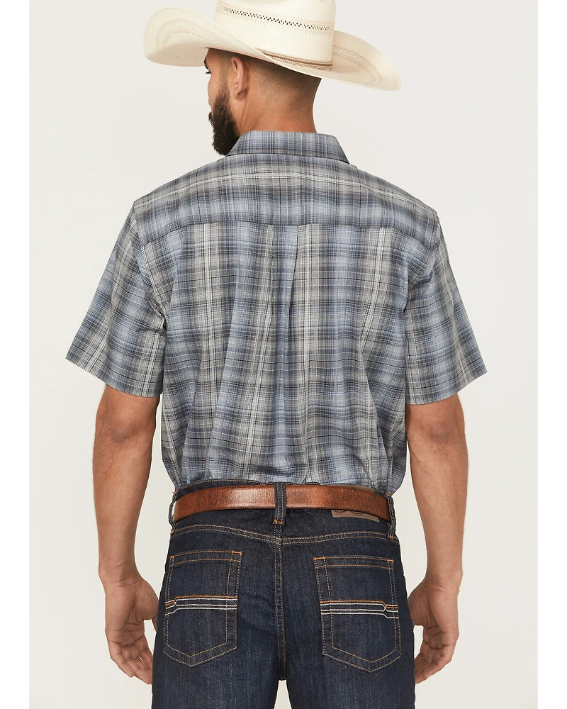 Cody James Men's Nevada Plaid Print Short Sleeve Button-Down Stretch Western Shirt