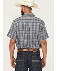 Cody James Men's Nevada Plaid Print Short Sleeve Button-Down Stretch Western Shirt