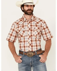 Wrangler Retro Men's Plaid Print Short Sleeve Snap Western Shirt