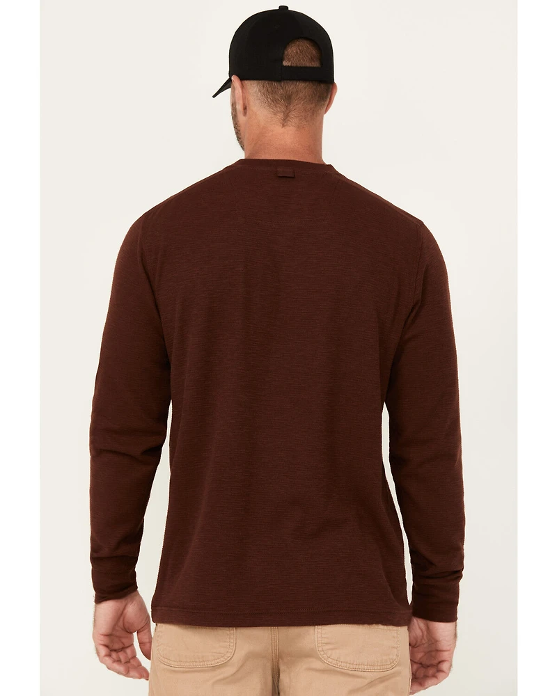 Lucky Brand Workwear Men's Slub Thermal Long Sleeve Pocket Henley Shirt