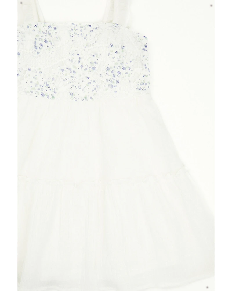 Yura Toddler Girls' Floral Patched Crochet Dress
