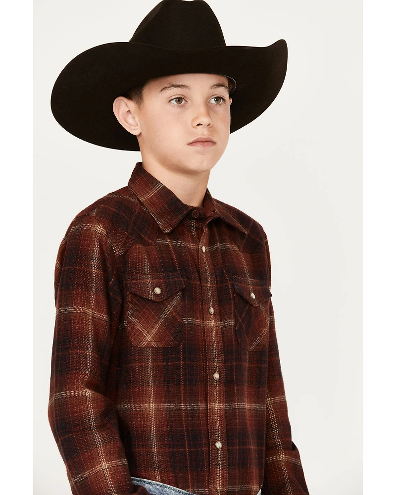 Ariat Boys' Retro Hiller Plaid Print Long Sleeve Snap Western Shirt