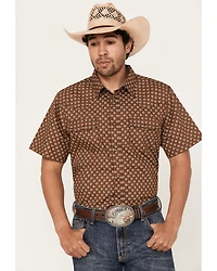 Cody James Men's Rabbit Foot Geo Print Short Sleeve Snap Western Shirt