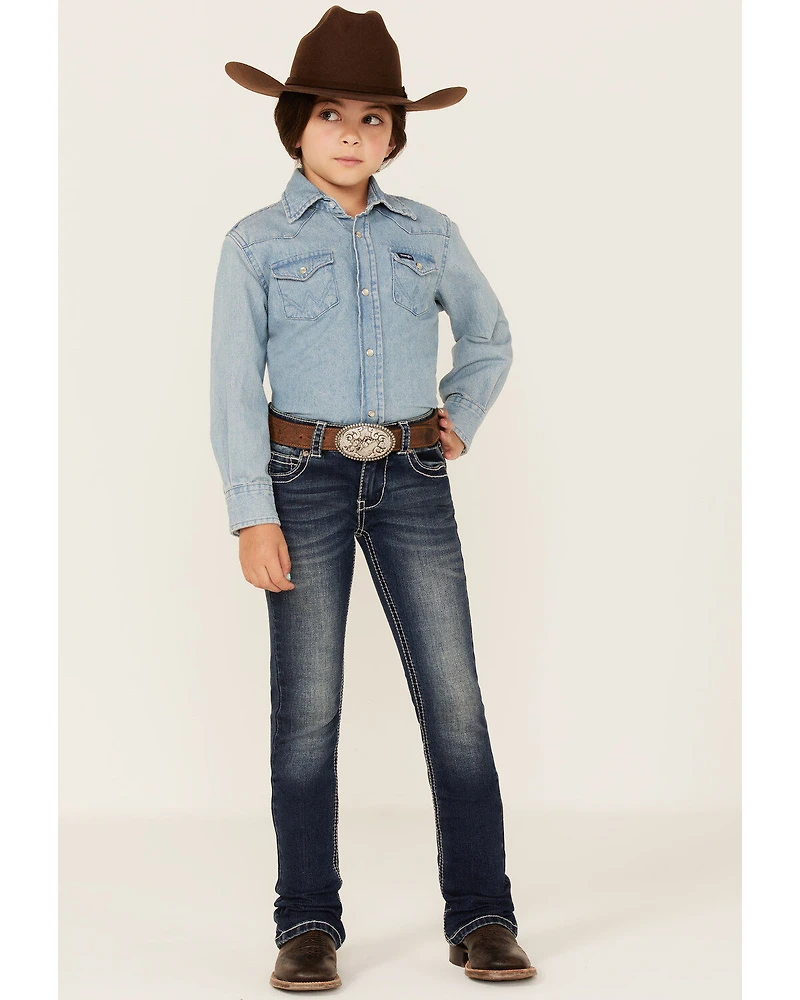 Shyanne Little Girls' Horse & Horseshoe Dark Wash Embroidered Bootcut Jeans