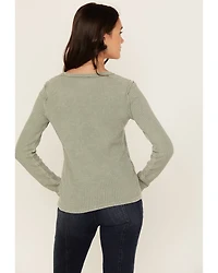 White Crow Women's Solid Long Sleeve Waffle Knit Shirt