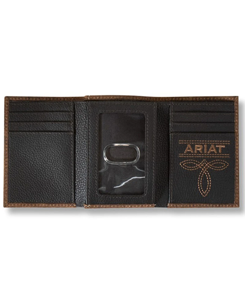 Ariat Men's Tri-Fold Bull Hide Embroidered Wallet