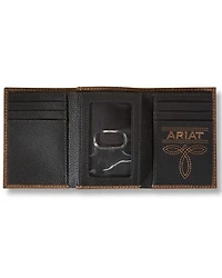 Ariat Men's Tri-Fold Bull Hide Embroidered Wallet