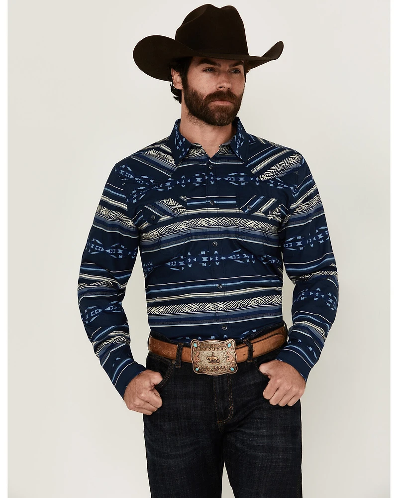 Cody James Men's Distance Southwestern Striped Long Sleeve Snap Western Shirt