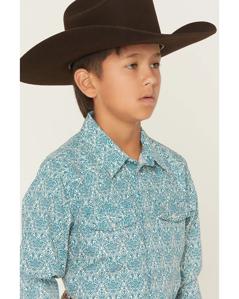Gibson Trading Co Boys' Lava Lamps Geo Print Long Sleeve Pearl Snap Western Shirt