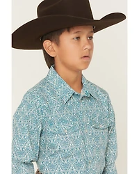 Gibson Trading Co Boys' Lava Lamps Geo Print Long Sleeve Pearl Snap Western Shirt