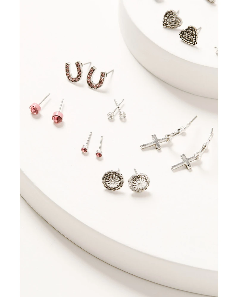 Shyanne Women's Horseshoe Cowgirl Stud Earring Set - 13 Piece
